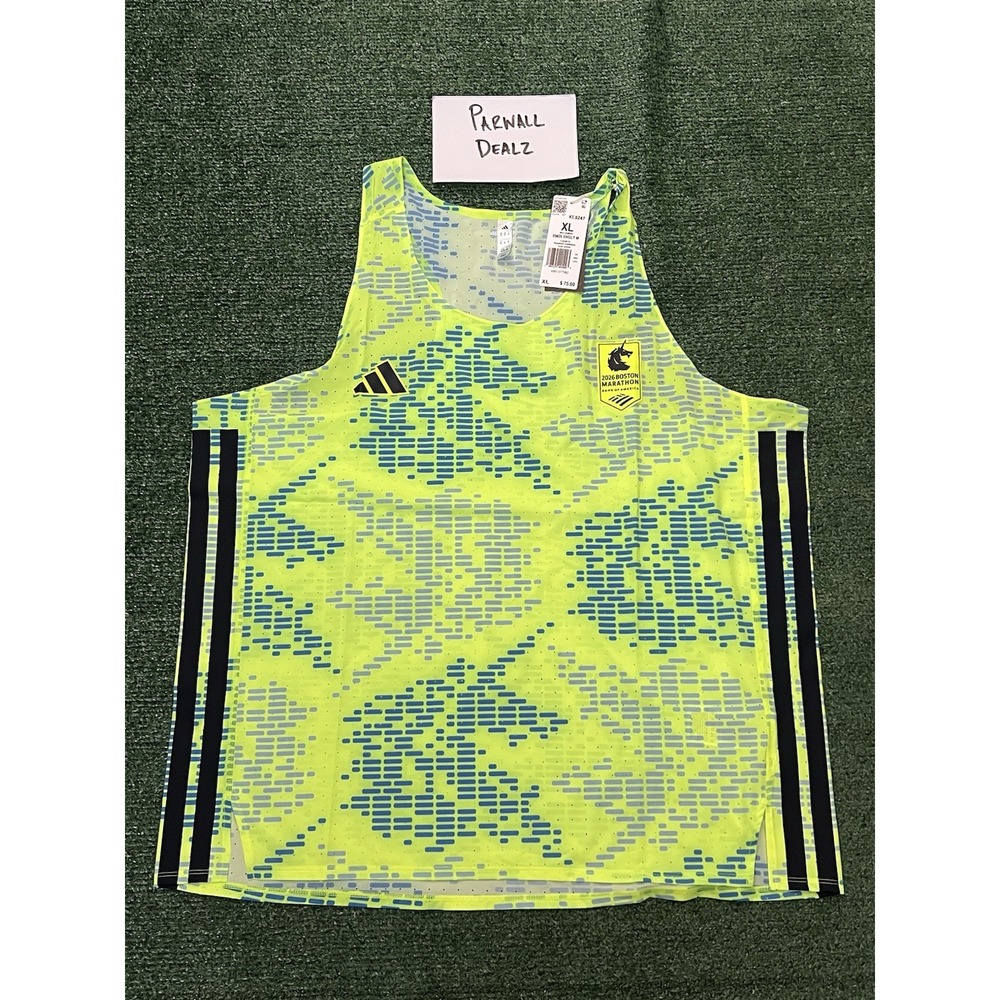 Adidas Adizero Boston Marathon 2026 Running Singlet Solar Yellow Men's XL KE8247